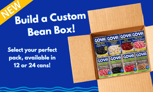 New, Build a custom bean box! Select your perfect pack, available in 12 o 24 cans! A box of 8 cans in a box on the blue background