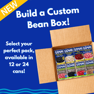 New, Build a custom bean box! Select your perfect pack, available in 12 o 24 cans! A box of 8 cans in a box on the blue background