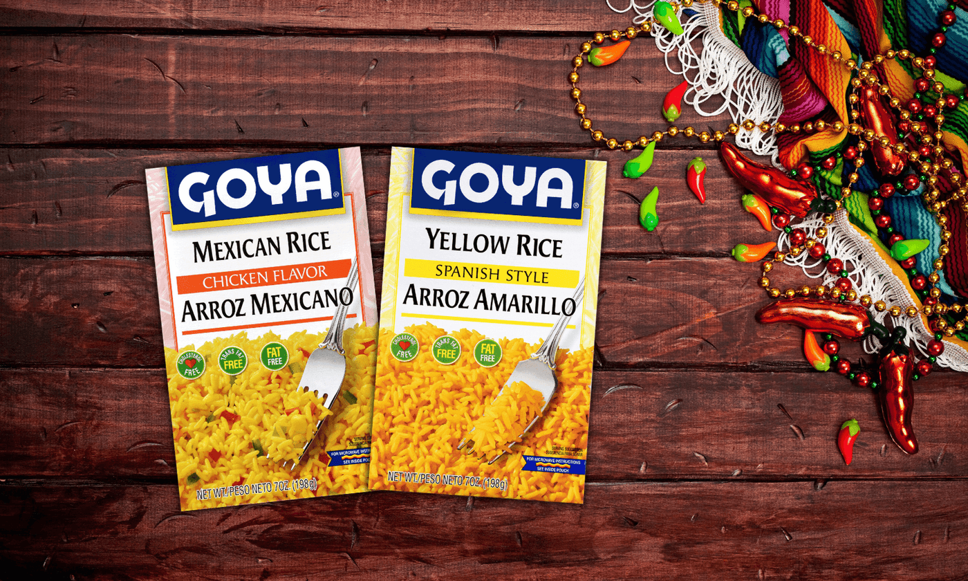 Various Goya rice mixer with Cinco de Mayo theme background