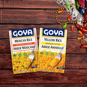 Various Goya rice mixer with Cinco de Mayo theme background