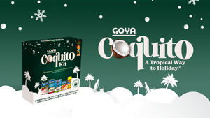 GOYA® Coquito Kit with holiday theme background